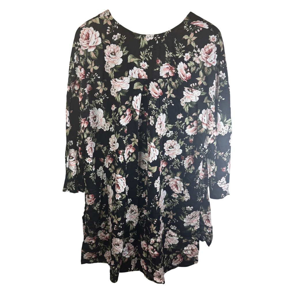 NWT Show Me Your Mumu Donnie Blk Rose Floral Trapeze Dress Size LG Keyhole Back - Picture 7 of 8